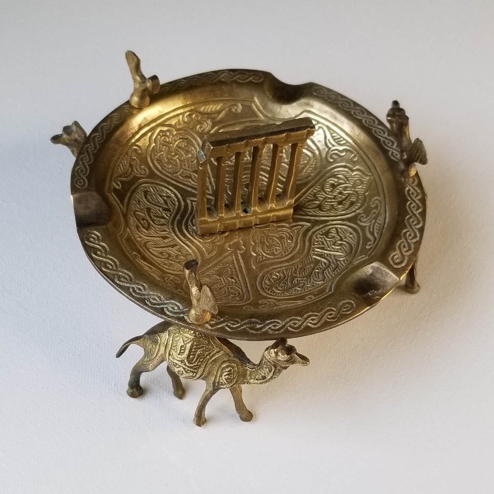Vintage brass camel ashtray